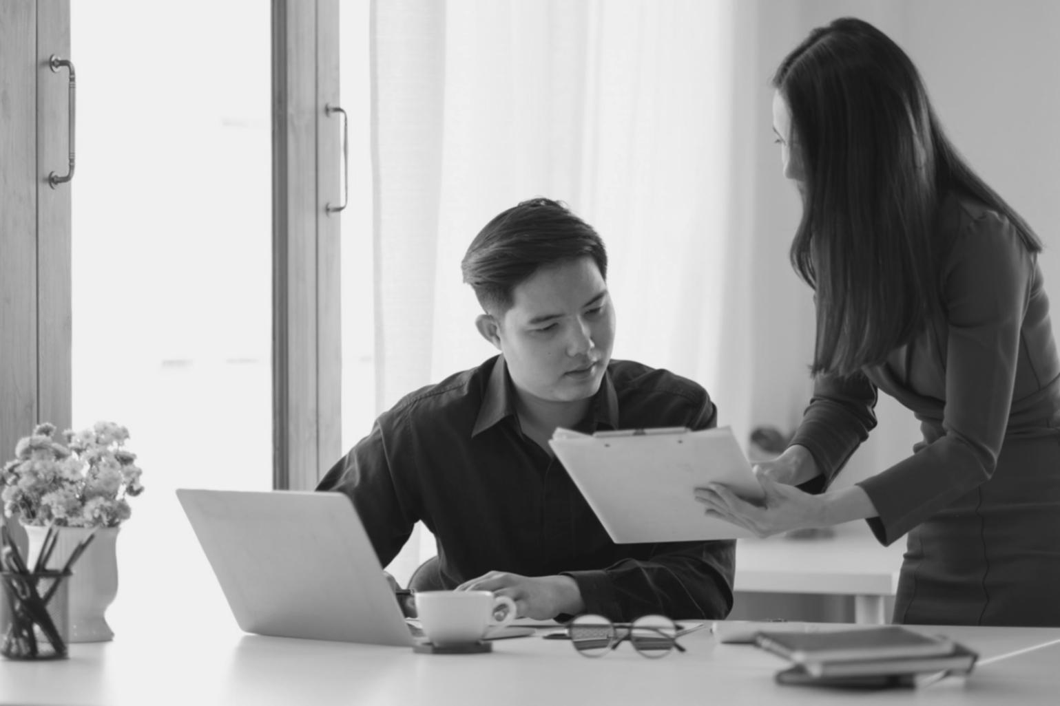 Professional consultation workspace with technology resources